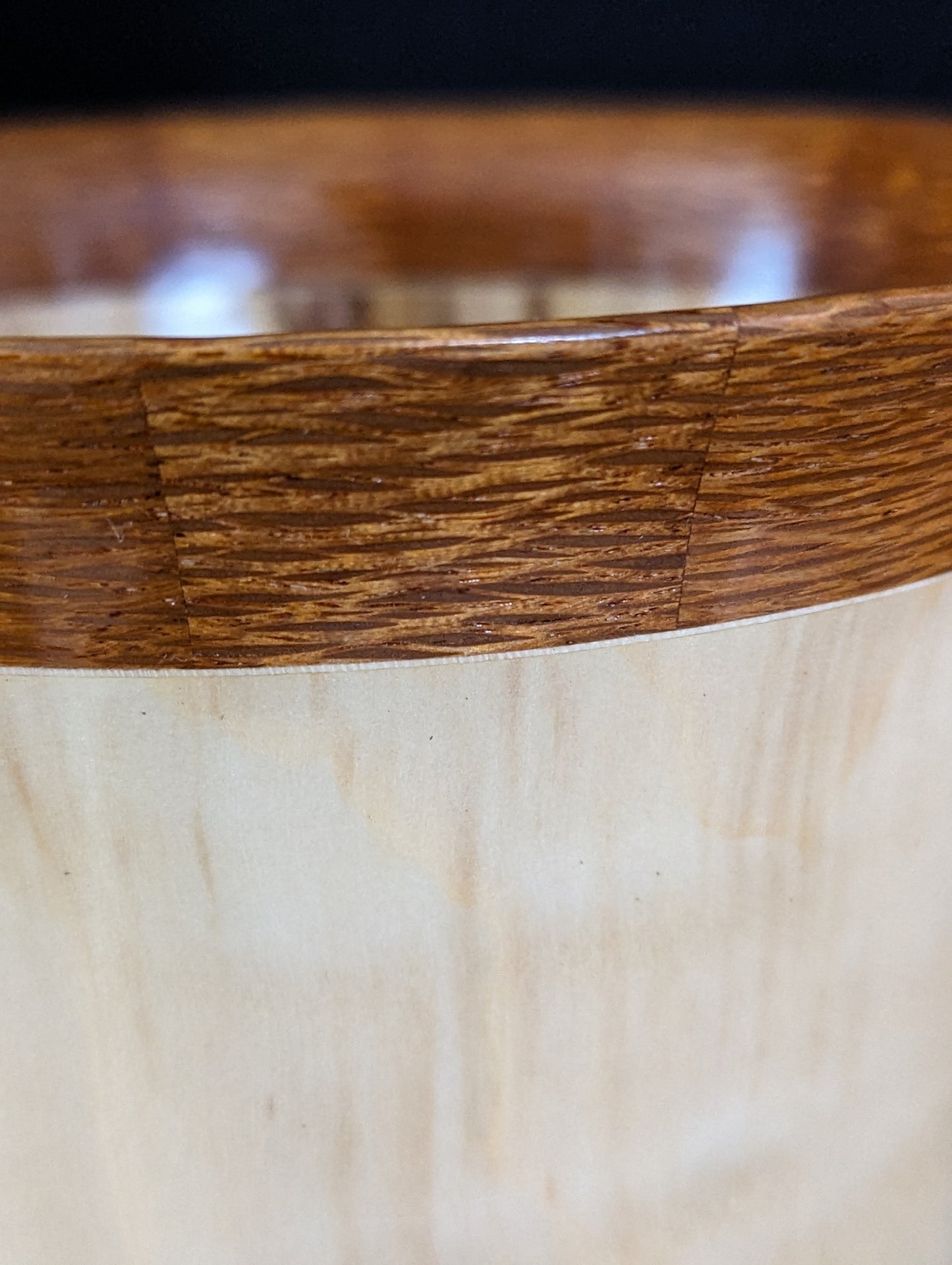 Aspen with lacewood segments and white laminate inlay