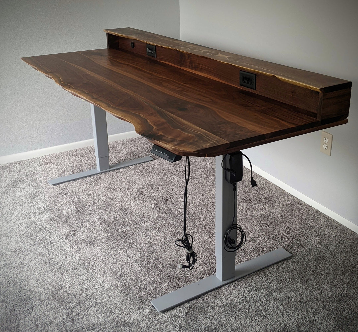 Walnut Desk Power Lift