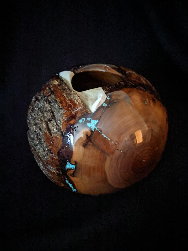 Walnut Vessel (Whitetail Deer Antler & Turquoise Inlay)