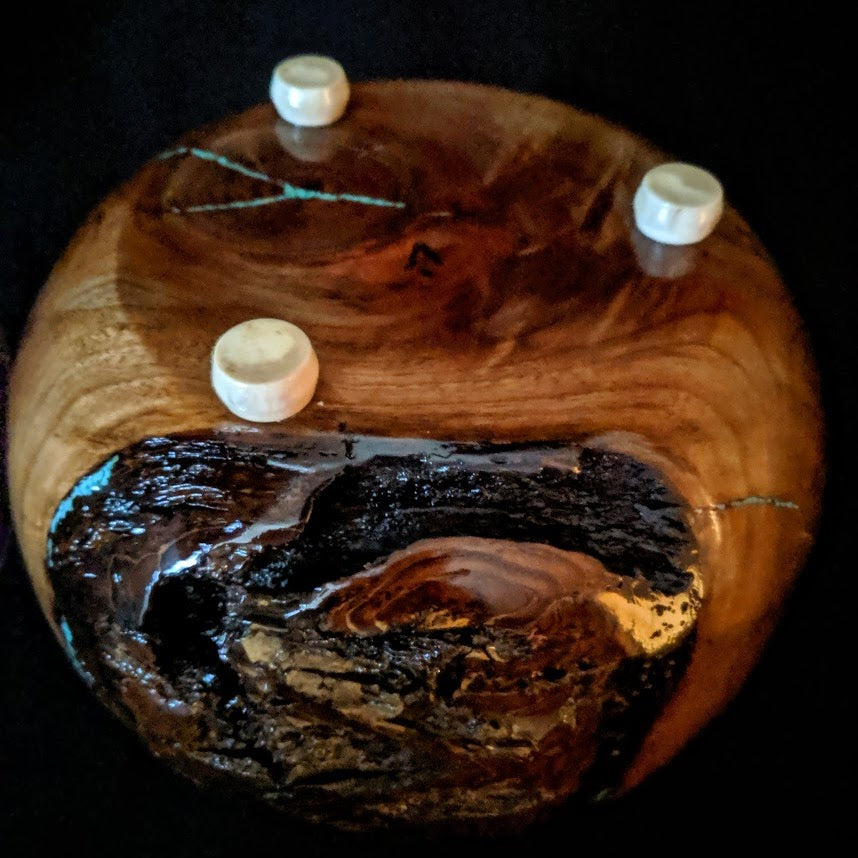 Walnut Vessel (Whitetail Deer Antler & Turquoise Inlay)