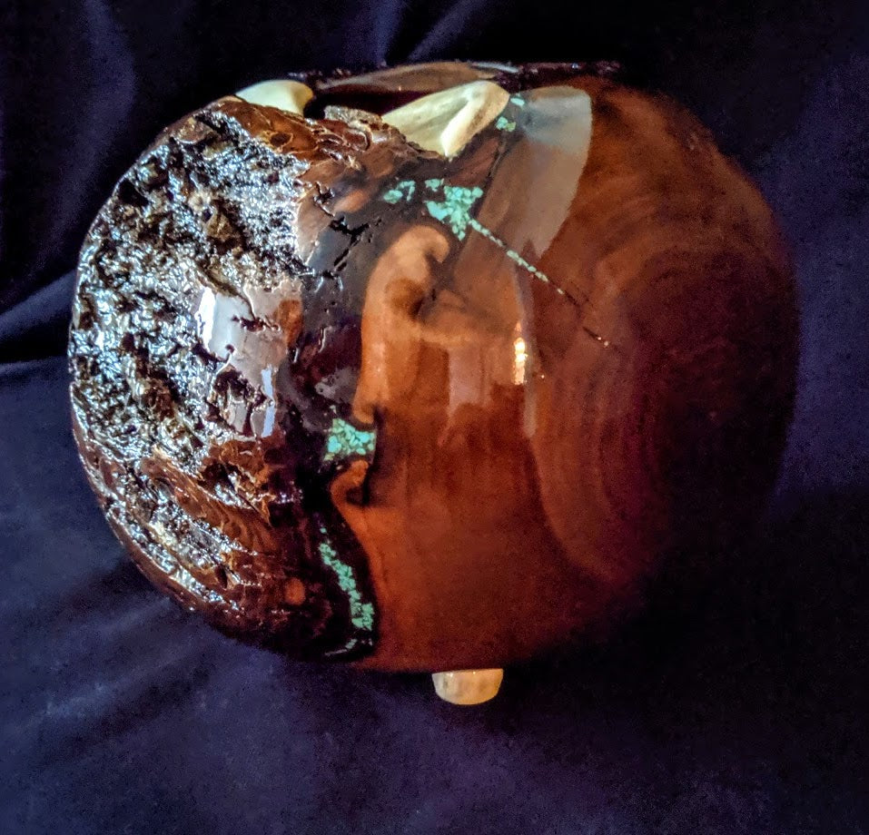 Walnut Vessel (Whitetail Deer Antler & Turquoise Inlay)