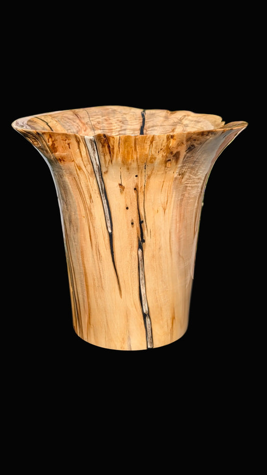 Colorado Maple Vessel with Deer Antler and Black Epoxy Inlay