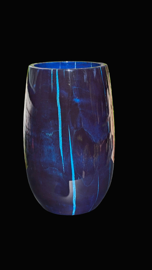 Colorado Maple Vessel with Blue Tint and White Epoxy Inlay "Storm"