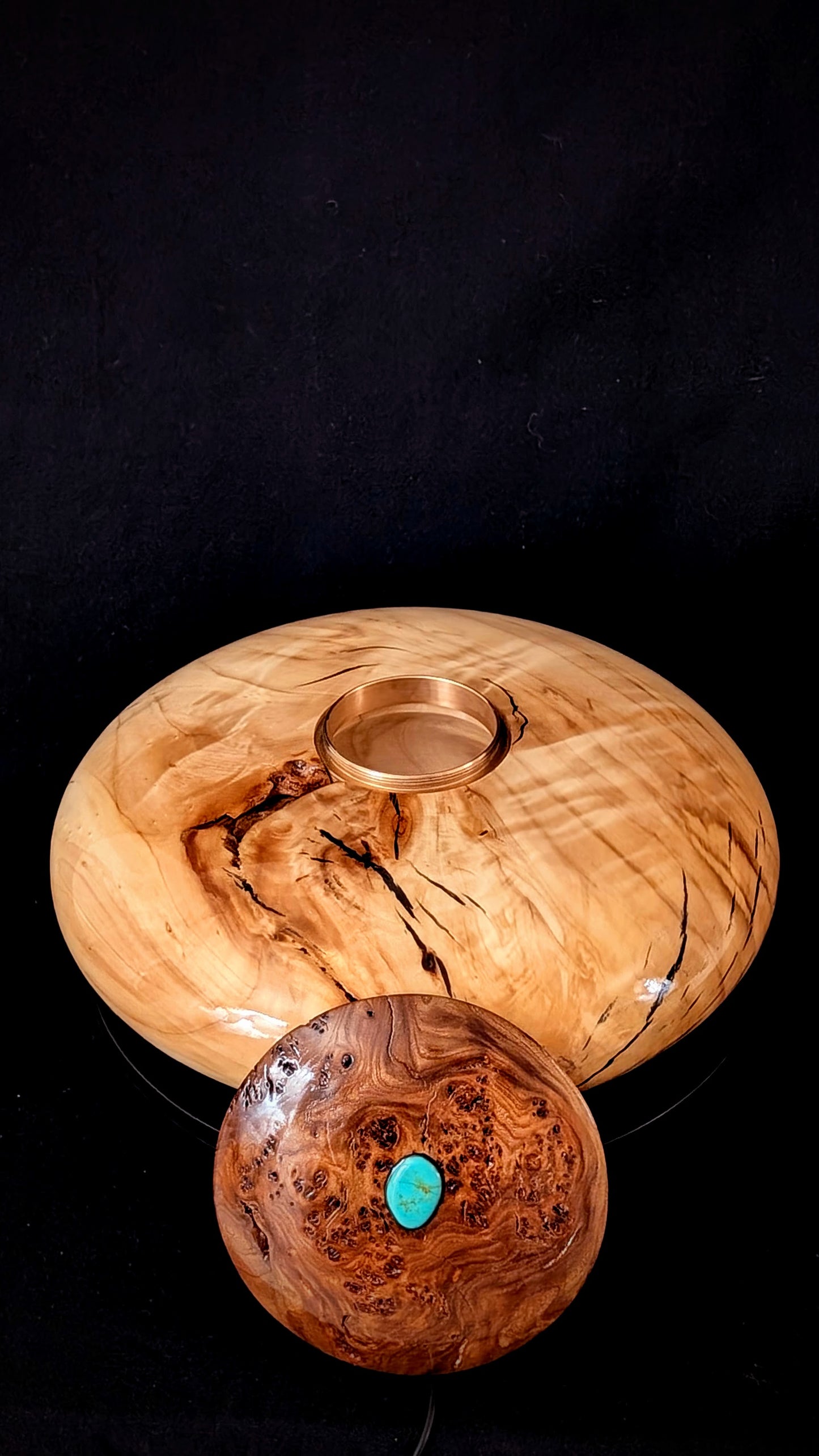 Cottonwood Chamber Bowl with Walnut Burl Lid