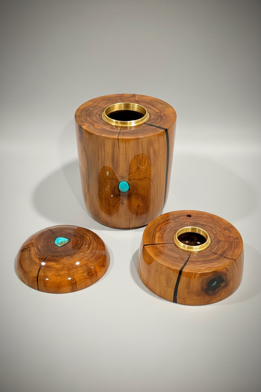 Walnut Urn with Turquoise and Special Chamber