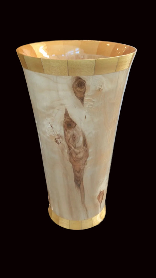 Aspen Vessel with Yellowheart Segments Top and Base