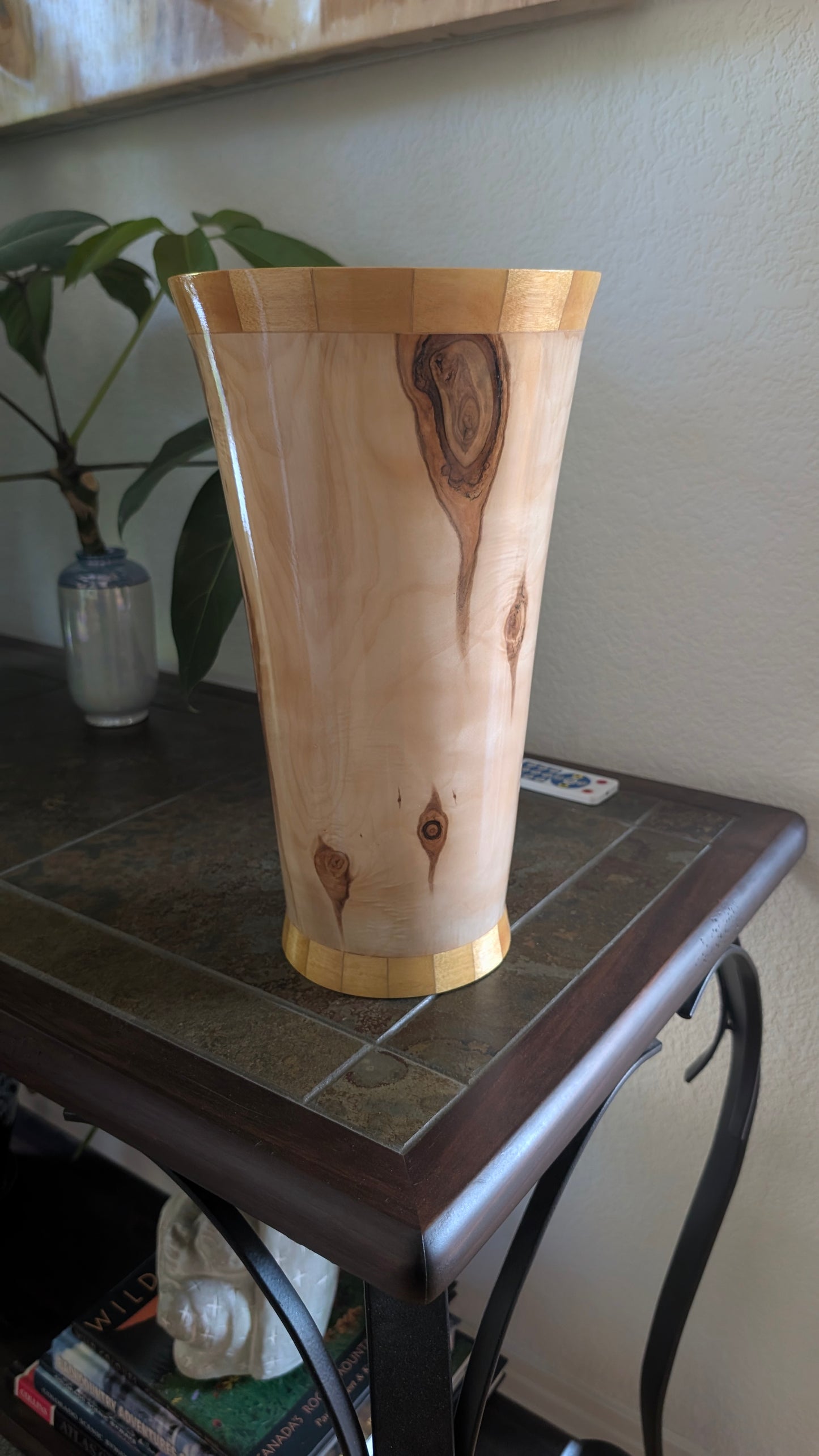 Aspen Vessel with Yellowheart Segments Top and Base