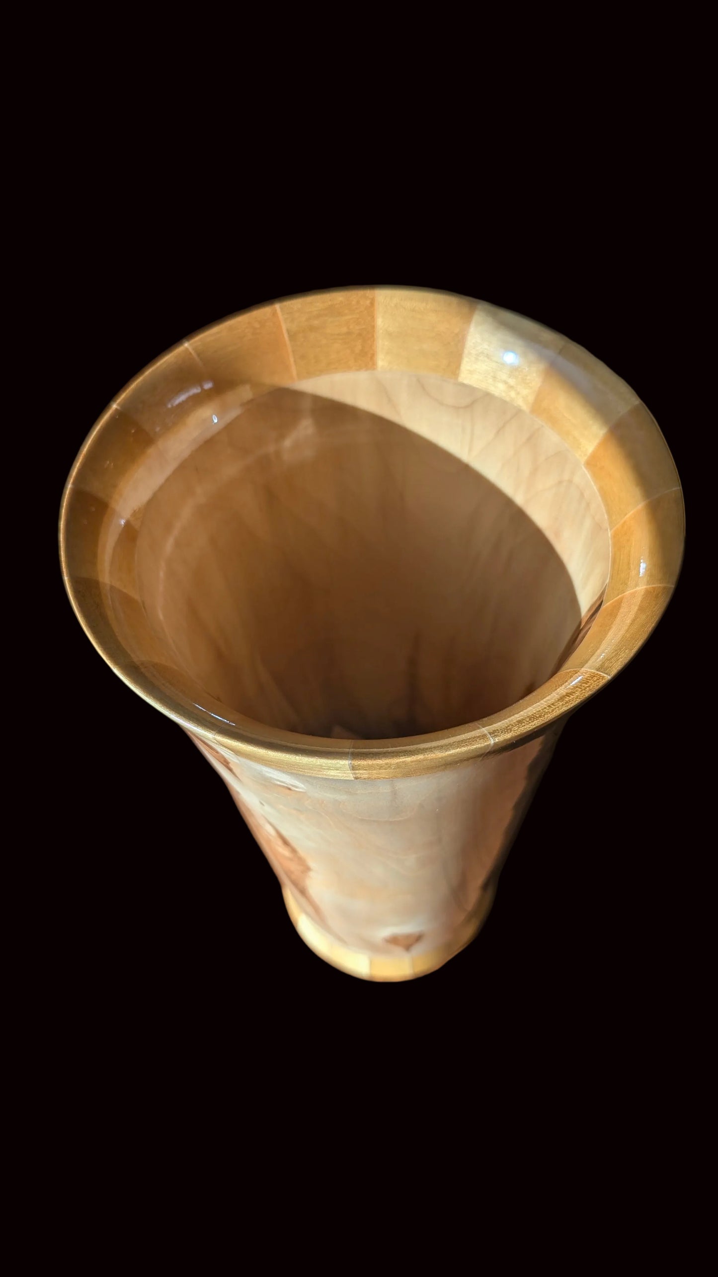 Aspen Vessel with Yellowheart Segments Top and Base