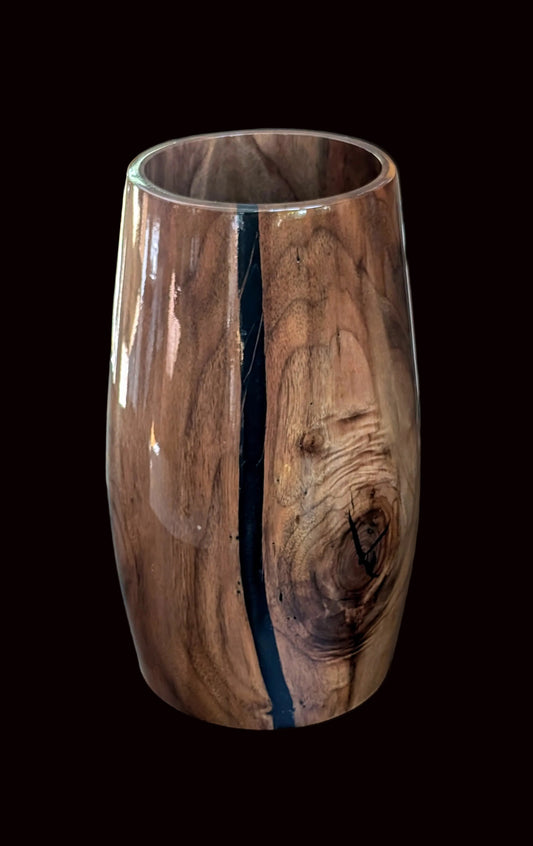 Colorado Walnut Vessel with Black Epoxy Inlay