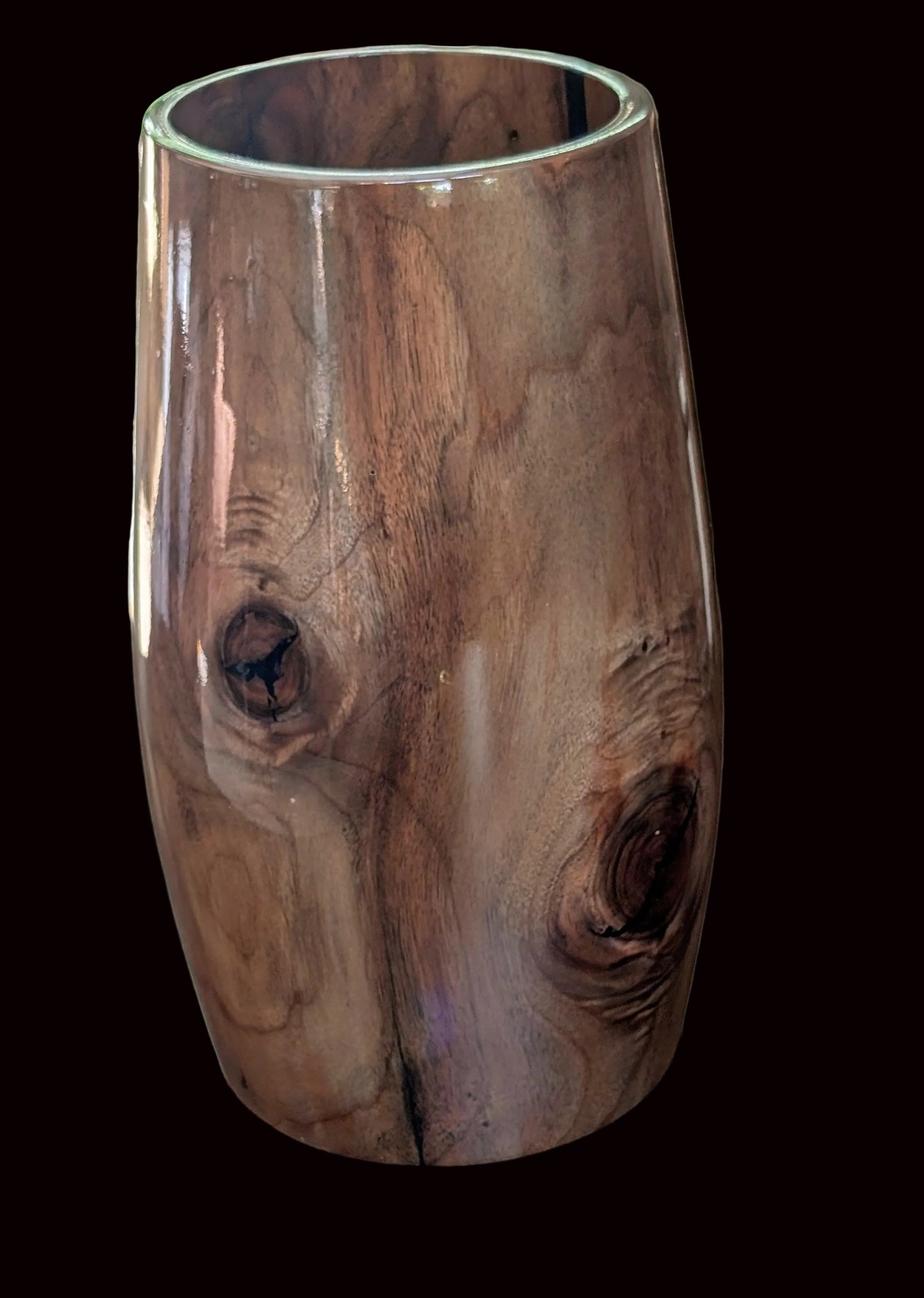 Walnut Vessel with Black Epoxy Inlay