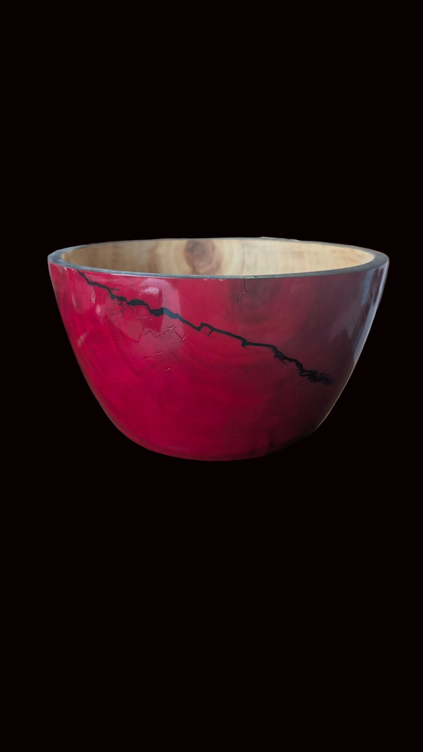 Aspen Bowl with Red Tint and Black Epoxy "Jagged Edge "