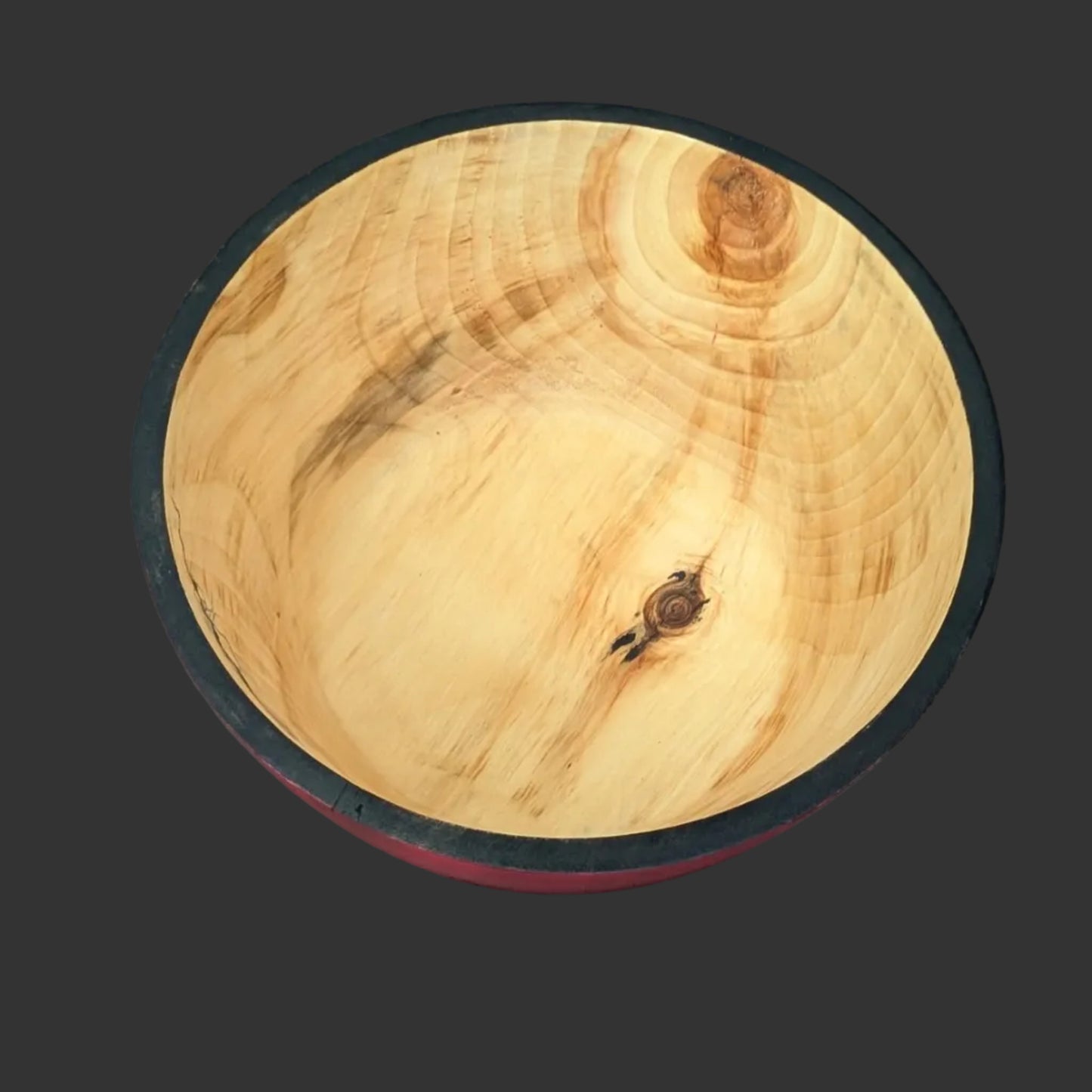 Aspen Bowl with Red Tint and Black Epoxy "Jagged Edge "
