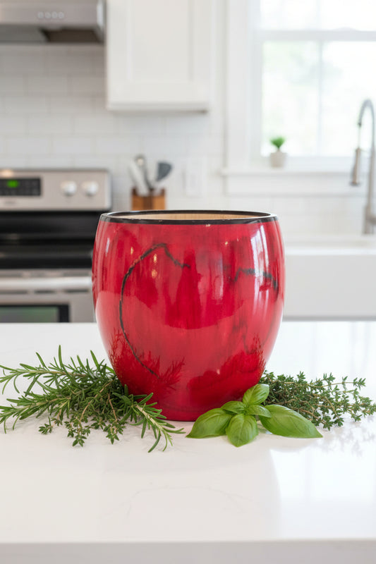 Aspen Vessel with Red Tint and Blackwood Segments "Cherry Bomb"