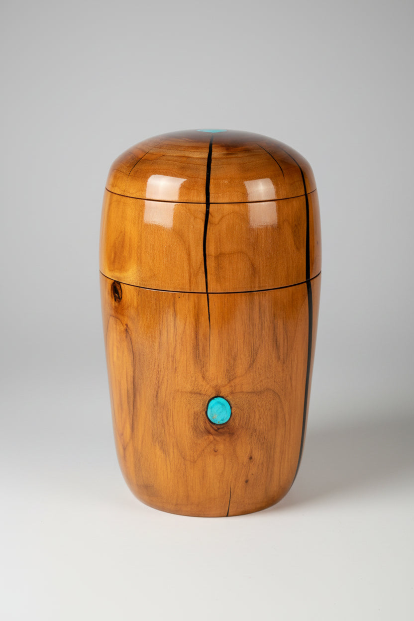 Walnut Urn with Turquoise and Special Chamber