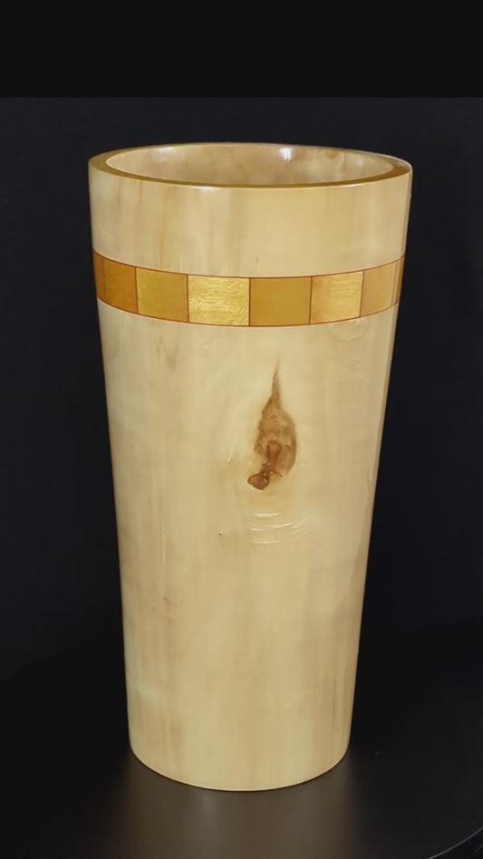 Aspen with yellowheart segments and red laminate inlay